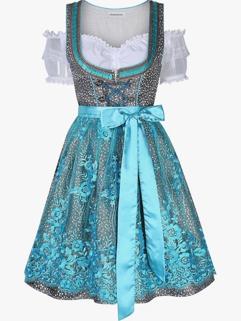 Clearlove Women's Turquoise Dirndl Costume Dress